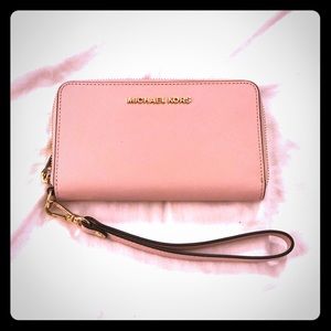 Michael Kors Pink Zip Wristlet Wallet
